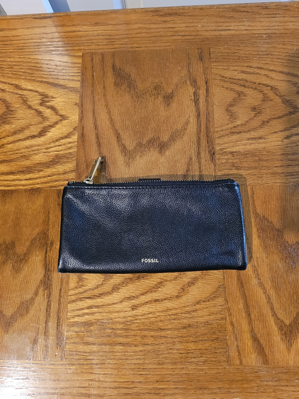 Fossil Black Leather Zip Wallet